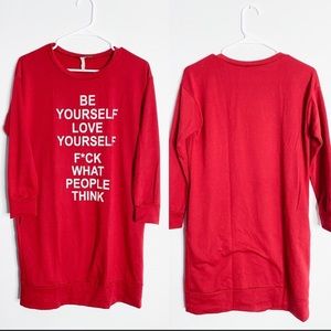 VIVID Red long sleep sweater w/pockets